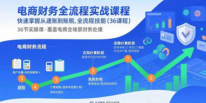 电商财务全流程实战课程:快速掌握从建账到报税的全流程技能(36节课-咖脉互联
