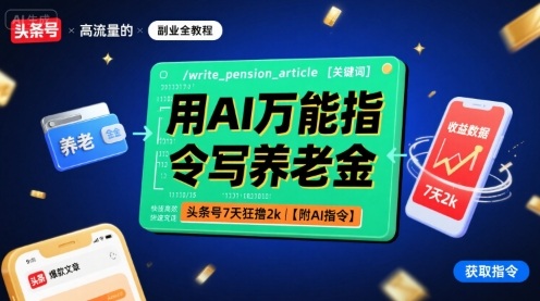 用AI万能指令写养老金,头条号7天狂撸2k【附AI指令】-咖脉互联