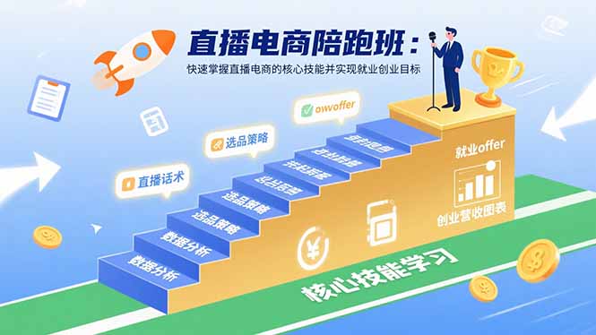 直播电商陪跑班:快速掌握直播电商的核心技能并实现就业/创业目标-咖脉互联