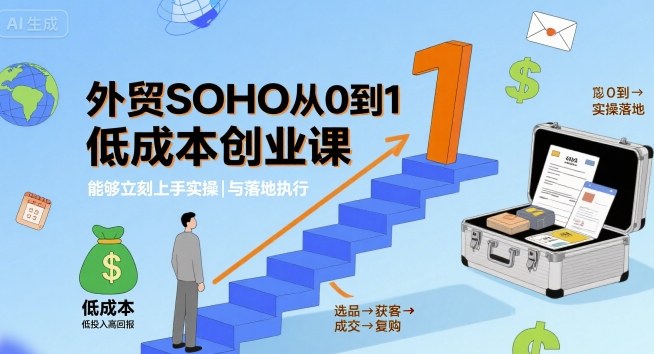 外贸SOHO从0到1低成本创业课,能够立刻上手实操与落地执行-咖脉互联