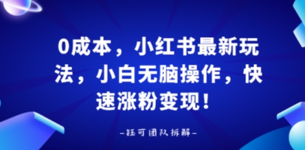 0成本,小红书最新玩法,小白无脑操作,快速涨粉变现-咖脉互联
