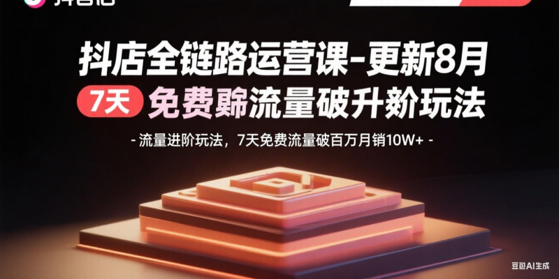 抖店全链路运营课-更新8月:流量进阶玩法,7天免费流量破百万月销10W+-咖脉互联