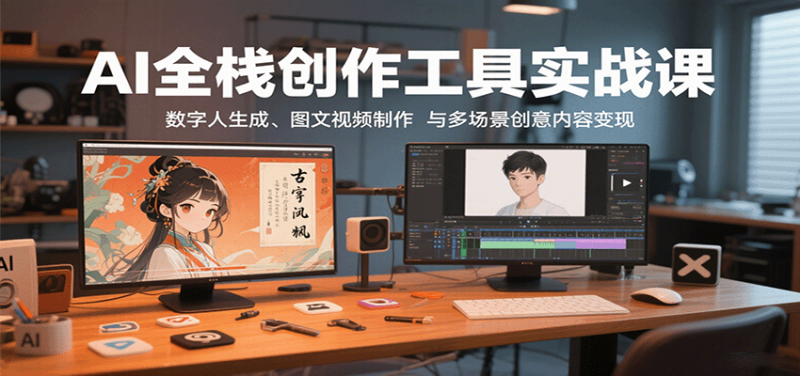 AI全栈创作工具实战课:数字人生成、图文视频制作与多场景创意内容变现-咖脉互联