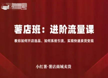 小红薯薯店商城卖货,进阶流量课,教你如何开店选品、如何系统引流,实现快速卖货变现-咖脉互联
