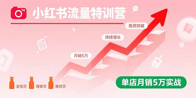 小红书流量特训营:突破流量瓶颈,实现店铺持续增长,单店月销5万实战-咖脉互联