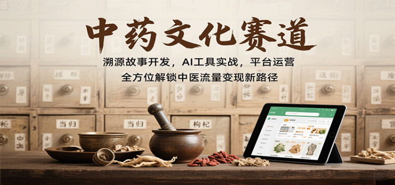 中药文化赛道:溯源故事开发,AI工具实战,平台运营,全方位解锁中医流量变现新路径-咖脉互联