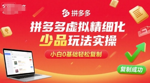 拼多多虚拟精细化少品玩法实操,小白0基础轻松复制-咖脉互联