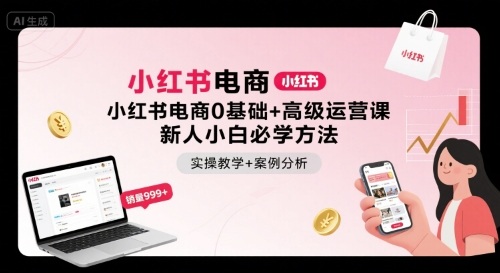 小红书电商0基础+高级运营课,新人小白必学方法,实操教学+案例分析-咖脉互联