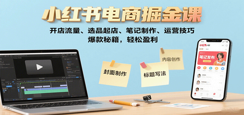 图片[1]-小红书电商掘金课：开店流量、选品起店、笔记制作、运营技巧，爆款秘籍，轻松盈利-咖脉互联