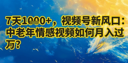 7天收益1k+,视频号新风口:中老年情感视频如何月入过W?-咖脉互联