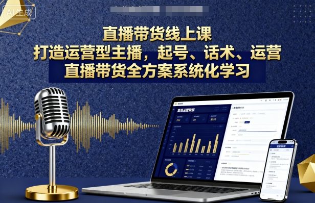 直播带货线上课,打造运营型主播,起号、话术、运营,直播带货全方案系统化学习-咖脉互联