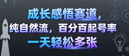 成长感悟赛道,纯自然流,百分百起号率 一天轻松多张-咖脉互联