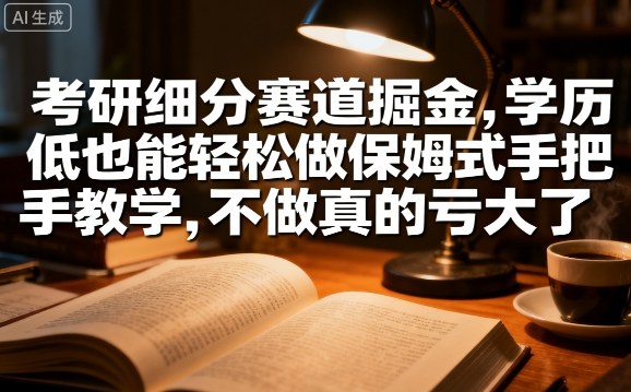 考研细分赛道掘金,日入1k+,学历低也能轻松做保姆式手把手教学,不做真的亏大了【揭秘】-咖脉互联