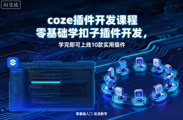 coze插件开发课程,零基础学扣子插件开发,学完即可上线10款实用插件-咖脉互联