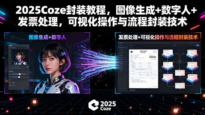 2025Coze封装教程,图像生成+数字人+发票处理,可视化操作与流程封装技术-咖脉互联