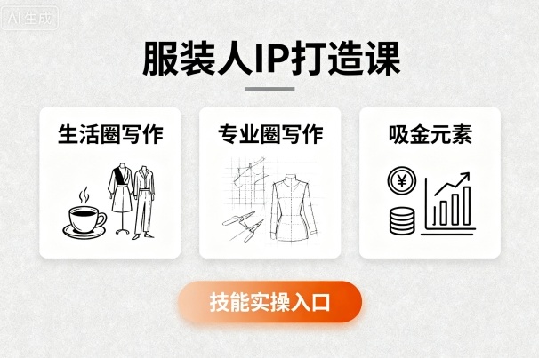服装人IP打造课,文案创富+生活圈写作+专业圈写作+服装人专属+吸金元素+技能实操-咖脉互联