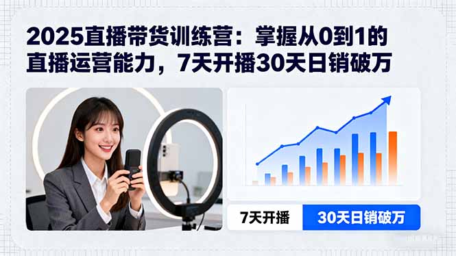 2025直播带货训练营:掌握从0到1的直播运营能力,7天开播30天日销破万-咖脉互联