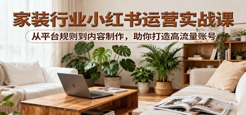 小红书家装行业运营实战课:从平台规则到内容制作,助你打造高流量账号-咖脉互联