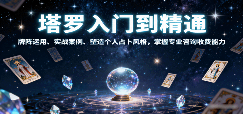 塔罗入门到精通,牌阵运用、实战案例、塑造个人占卜风格,掌握专业咨询收费能力-咖脉互联