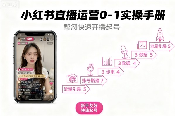 小红书直播运营0-1实操手册,帮您快速开播起号-咖脉互联