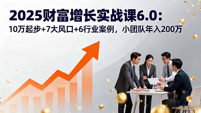 2025财富增长实战课6.0:10万起步+7大风口+6行业案例,小团队年入200万-咖脉互联