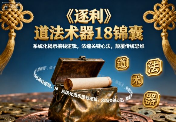 《逐利》道法术器18锦囊,系统化揭示搞钱逻辑,浓缩关键心法,颠覆传统思维-咖脉互联