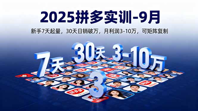 2025拼多多实训-9月:新手7天起量,30天日销破万,月利润3-10万,可矩阵复制-咖脉互联