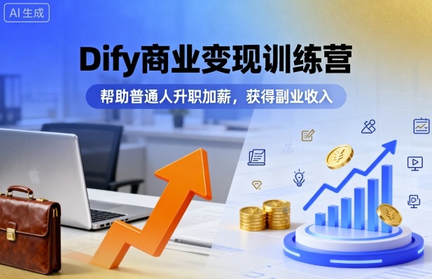 Dify商业变现训练营,帮助普通人升职加薪,获得副业收入-咖脉互联