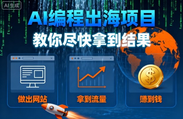 AI编程出海项目,教你尽快拿到结果-做出网站、拿到流量、賺到钱-咖脉互联
