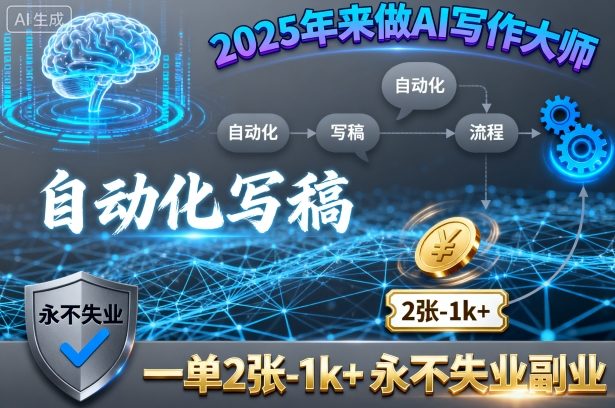 2025年来做AI写作大师,自动化写稿,一单2张-1k+,永不失业副业-咖脉互联