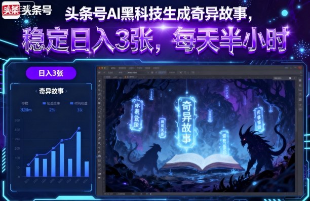 头条号AI黑科技生成奇异故事,稳定日入3张,每天半小时-咖脉互联