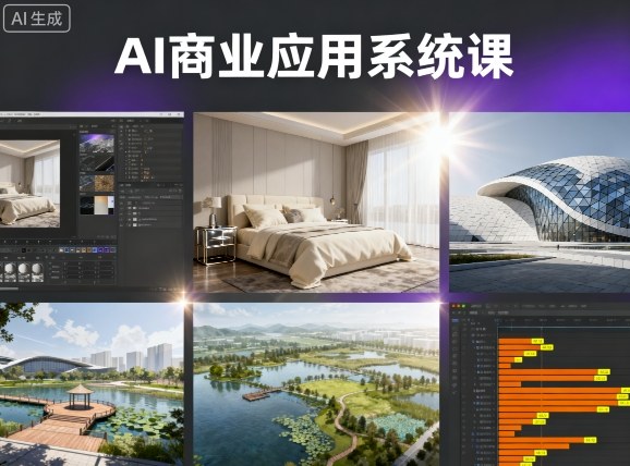 AI商业应用系统课,室内-软装-建筑-景观,智能设计+效果图+动画画实战-咖脉互联