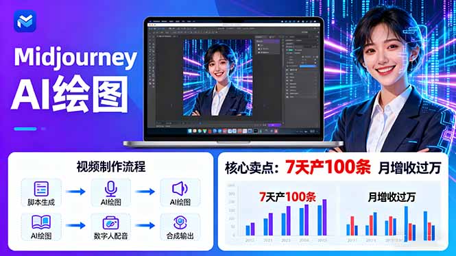 AI绘图照片开口说话视频制作:Midjourney+数字人,7天产100条月增收过万-咖脉互联