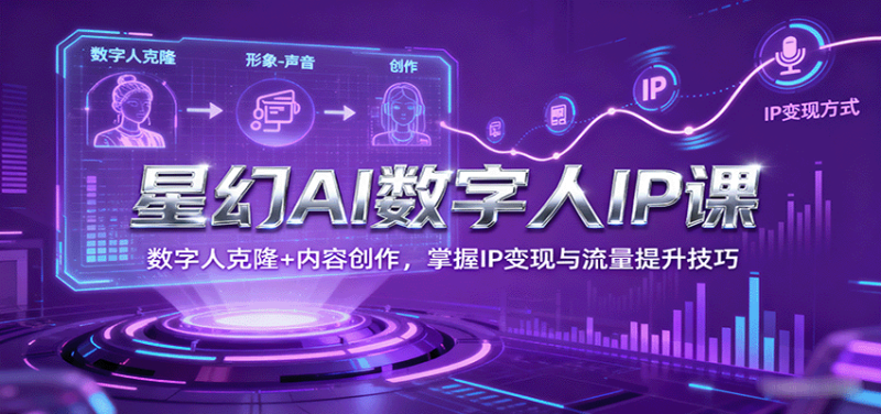 星幻AI数字人IP课,数字人克隆+内容创作,掌握IP变现与流量提升技巧-咖脉互联