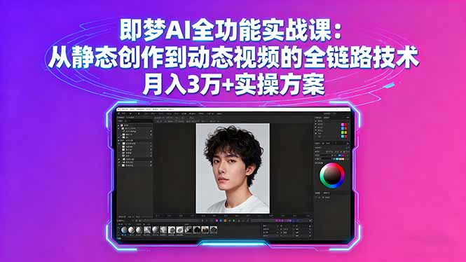 即梦AI全功能实战课:从静态创作到动态视频的全链路技术 月入3万+实操方案-咖脉互联