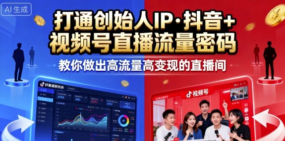25年直播9-10两期线下课,打通创始人IP,抖音+视频号直播流量密码,教你做出高流量高变现的直播间-咖脉互联