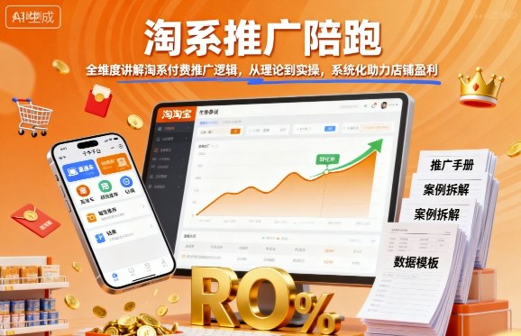 淘系推广陪跑,全维度讲解淘系付费推广逻辑,从理论到实操,系统化助力店铺盈利-咖脉互联