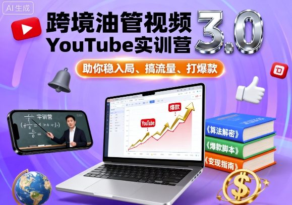 跨境油管视频YouTube实训营3.0,助你稳入局、搞流量、打爆款-咖脉互联