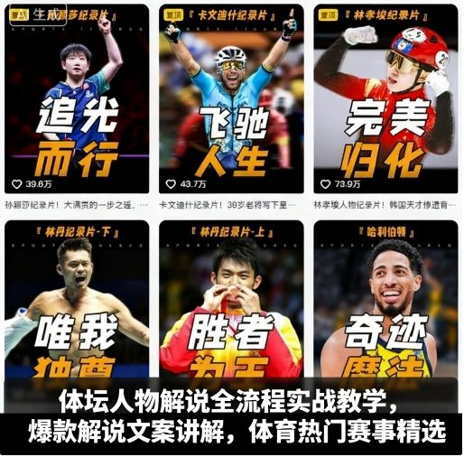 体坛人物解说全流程实战教学,爆款解说文案讲解,体育热门赛事精选-咖脉互联