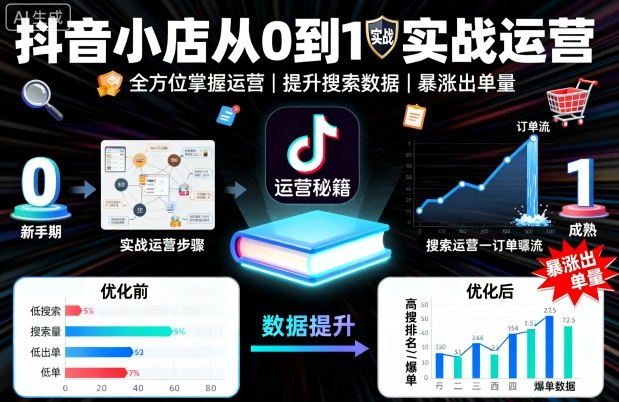 抖音小店从0到1实战运营,帮你全方位掌握小店运营,提升搜索数据与出单量-咖脉互联