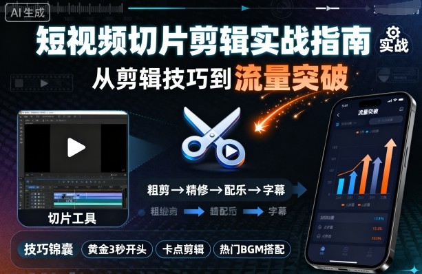 短视频切片剪辑实战指南,从剪辑技巧到流量突破-咖脉互联