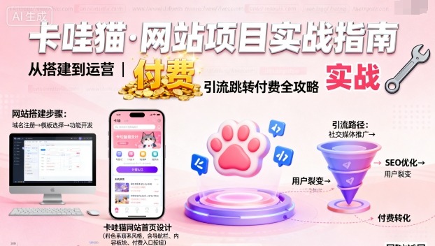 卡哇猫·网站项目,网站搭建与运营以及引流跳转付费-咖脉互联