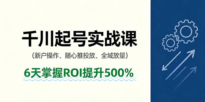 抖音千川起号实战课,新户操作,随心推投放,全域放量,6天掌握ROI提升500%-咖脉互联