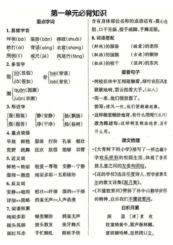 三年级上册语文必背-咖脉互联