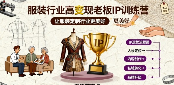 服装行业高变现老板IP训练营,让服装定制行业更美好-咖脉互联