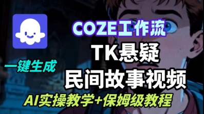 Coze扣子工作流一键生成TK悬疑民间故事视频,AI实操教学+保姆级教程-咖脉互联