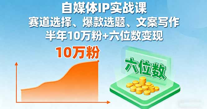 自媒体IP实战课,赛道选择、爆款选题、文案写作,半年10万粉+六位数变现-咖脉互联