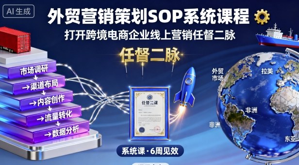 外贸营销策划SOP系统课程,打开跨境电商企业线上营销任督二脉-咖脉互联