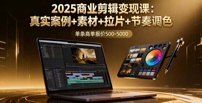2025商业剪辑变现课:真实案例+素材+拉片+节奏调色,单条商单报价500-5000-咖脉互联