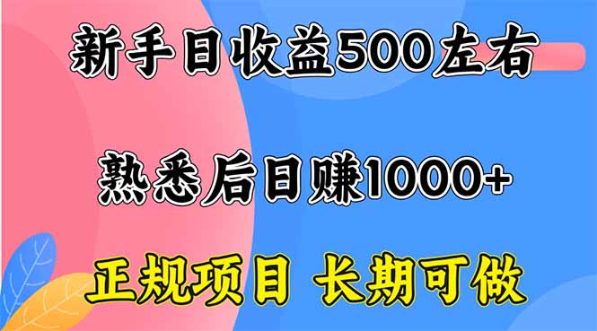 新手日收益500+ 正规项目 长期可做-咖脉互联